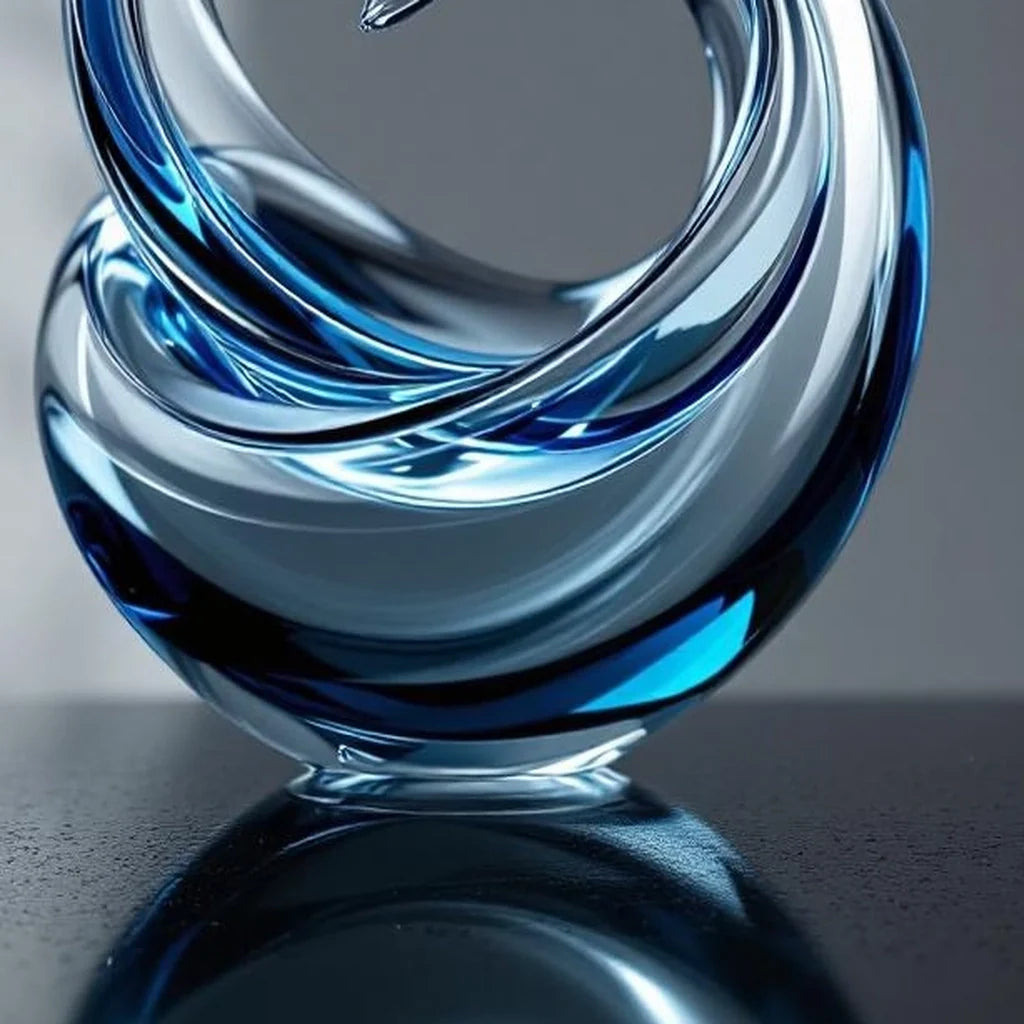 Art Glass Sculpture in Clear Swirl