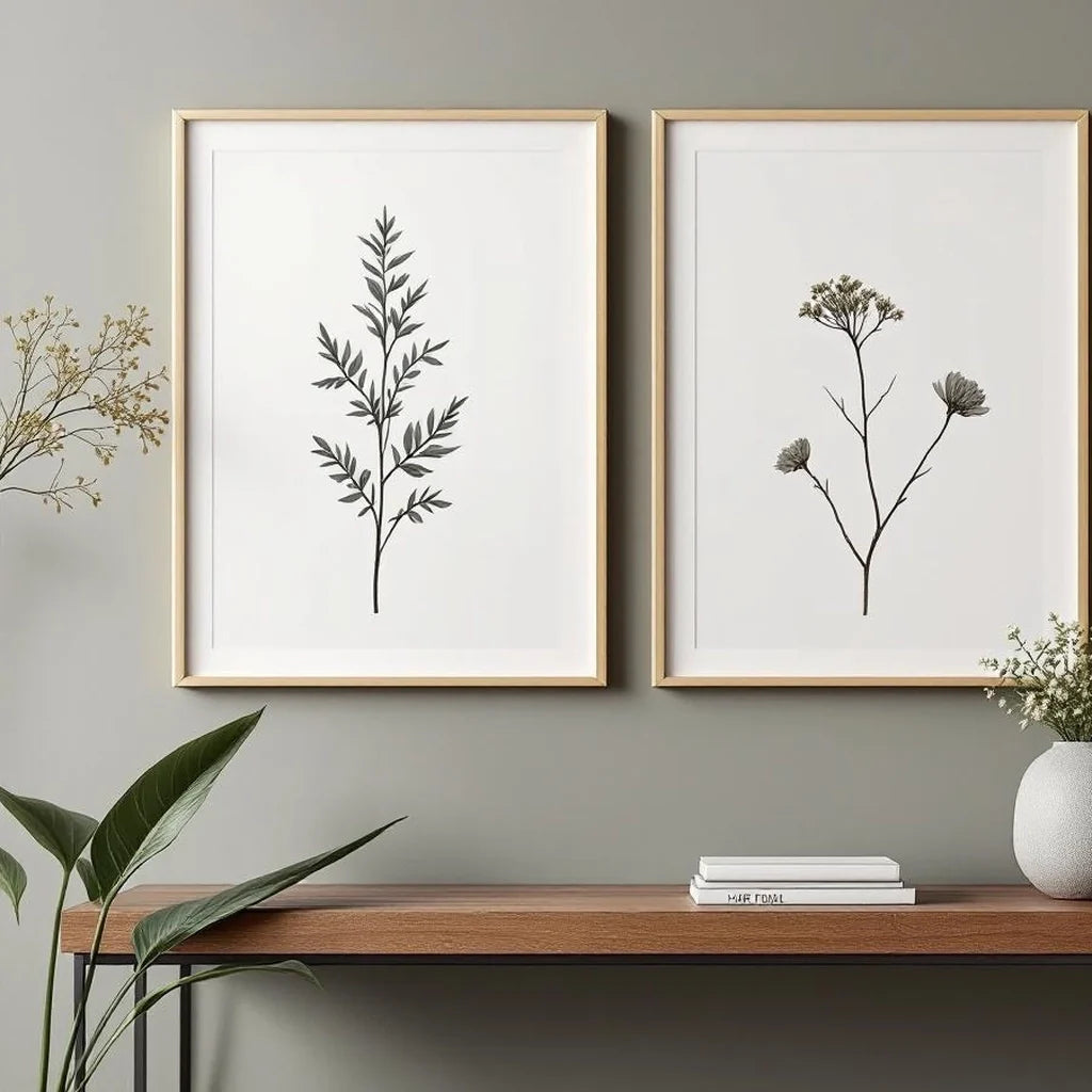 Botanical Poster Print Set of 2 in Neutral Tones