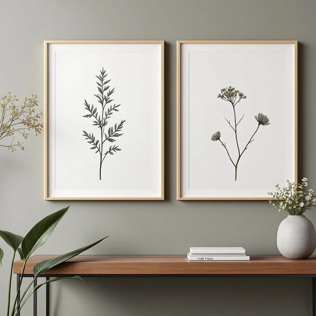 Botanical Poster Print Set of 2 in Neutral Tones