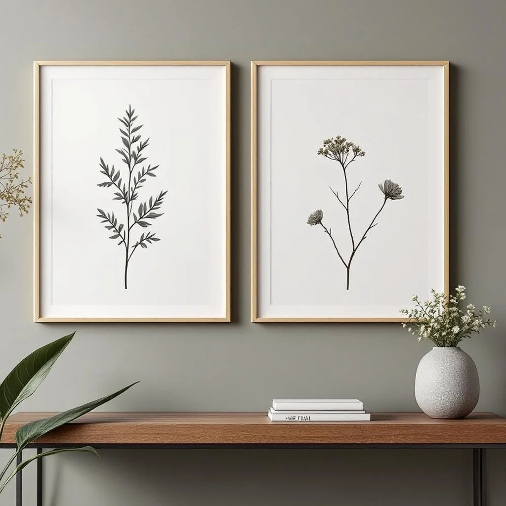 Botanical Poster Print Set of 2 in Neutral Tones