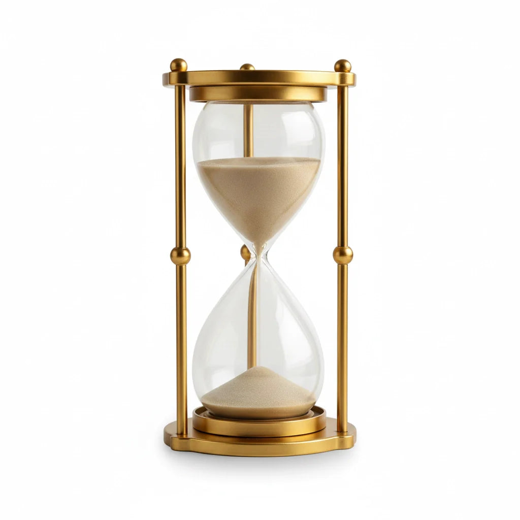 Brass Tone Hourglass with Clear Glass
