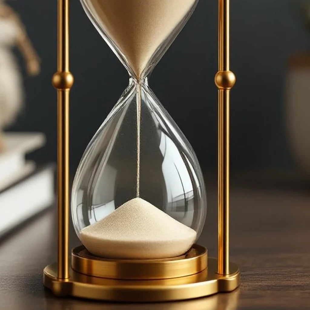 Brass Tone Hourglass with Clear Glass