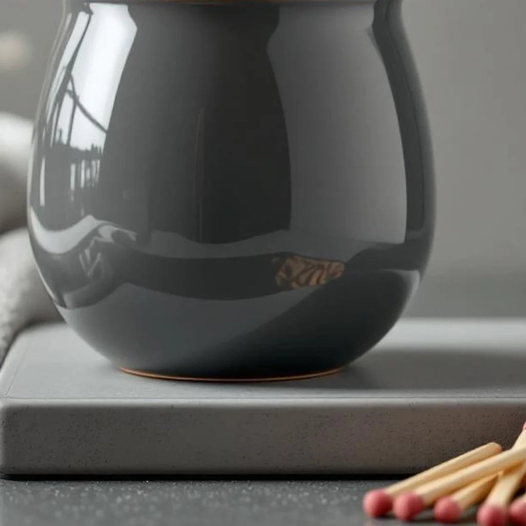 Ceramic Decorative Jar with Lid in Smoke Gray
