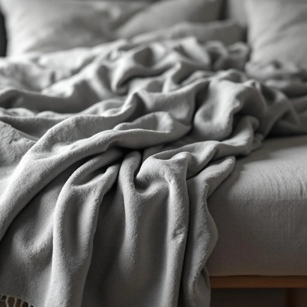 Cotton Throw Blanket in Warm Gray