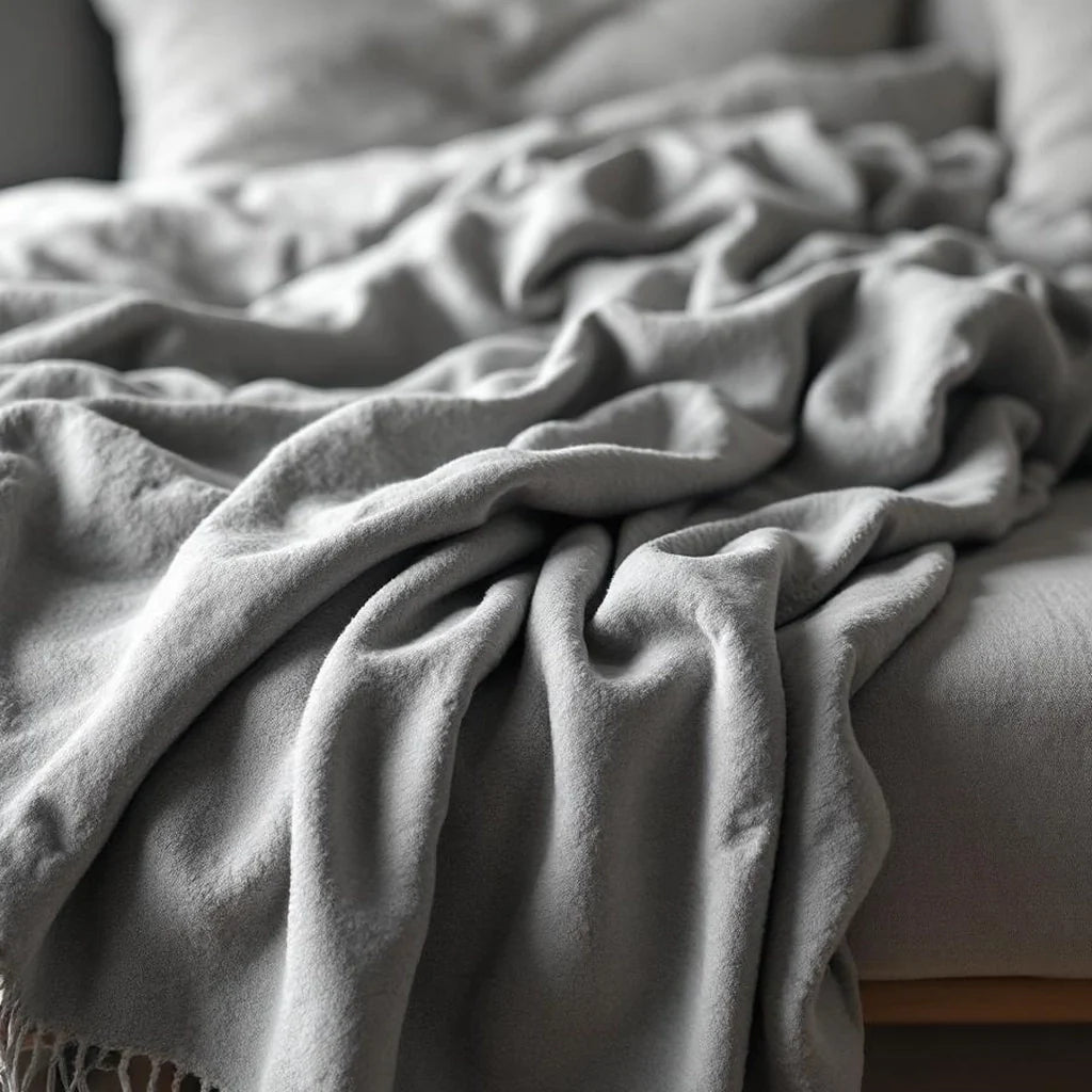 Cotton Throw Blanket in Warm Gray