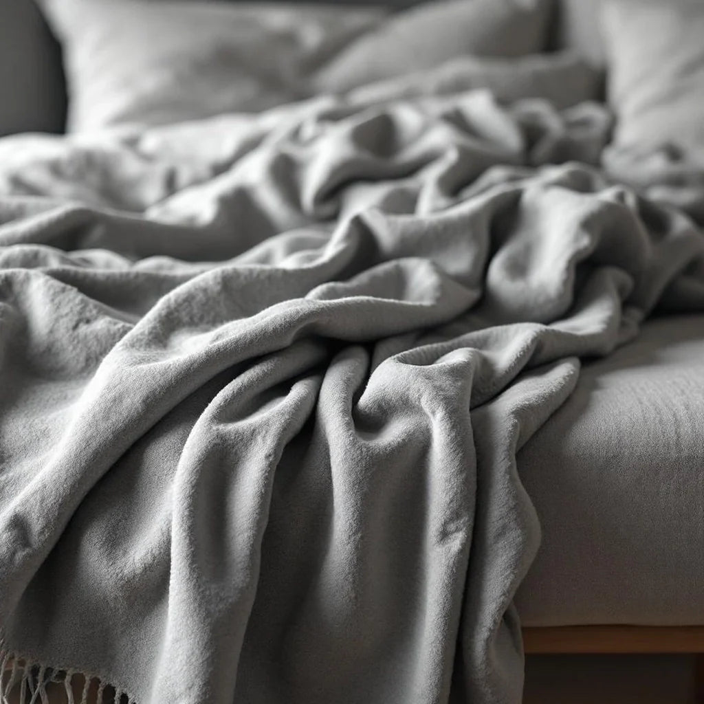Cotton Throw Blanket in Warm Gray