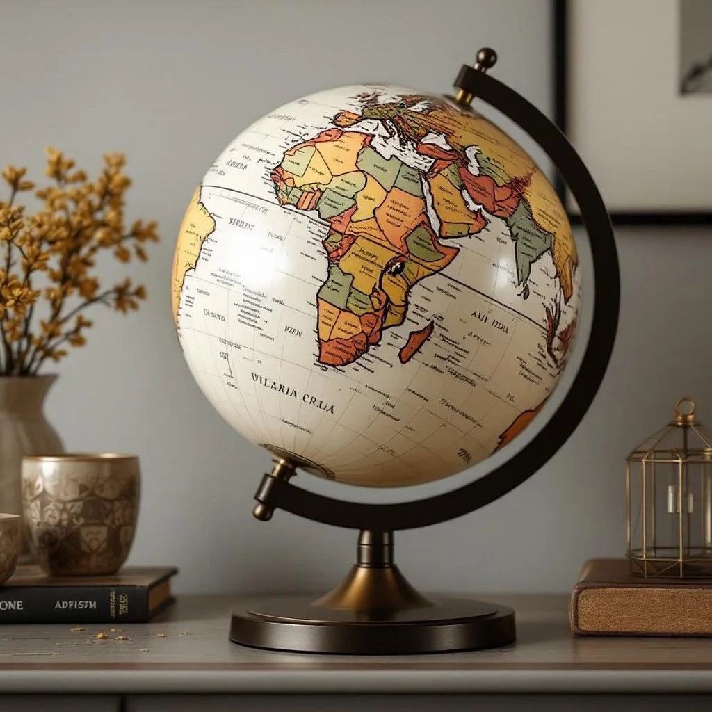 Decorative World Globe in Antique Ivory