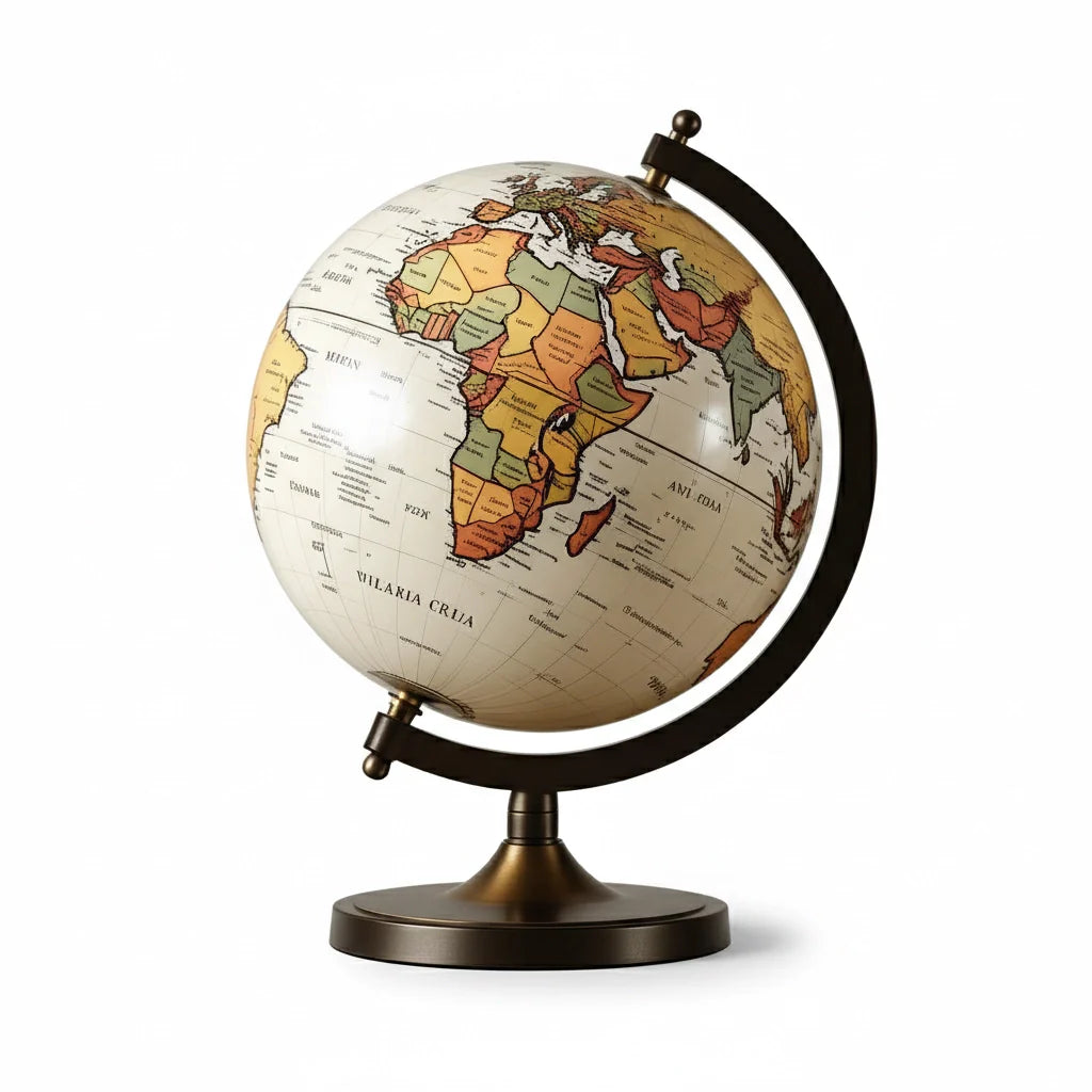 Decorative World Globe in Antique Ivory