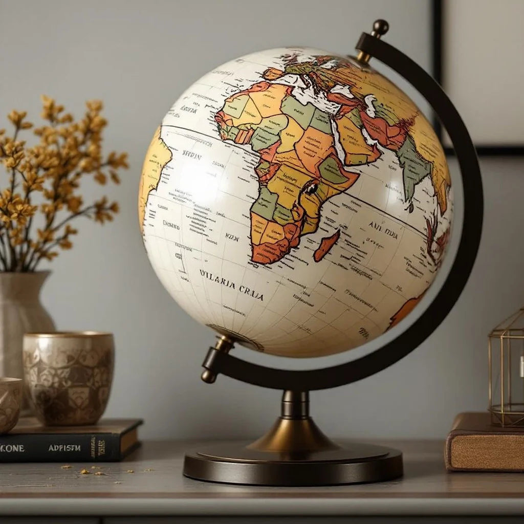 Decorative World Globe in Antique Ivory