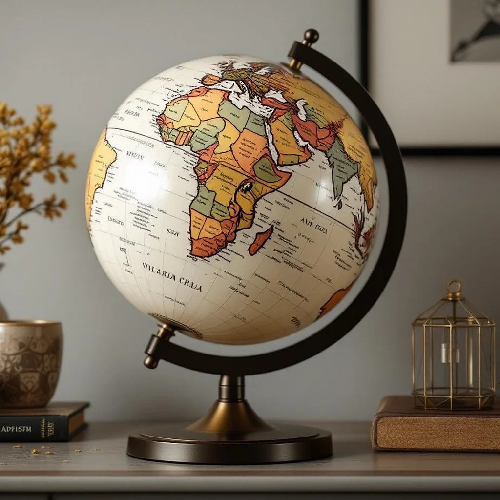 Decorative World Globe in Antique Ivory