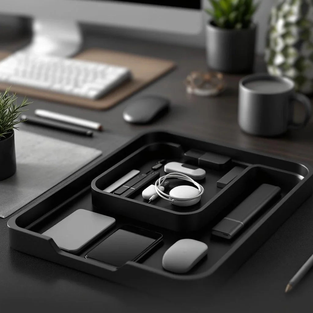Desk Organizer Tray Set in Matte Black