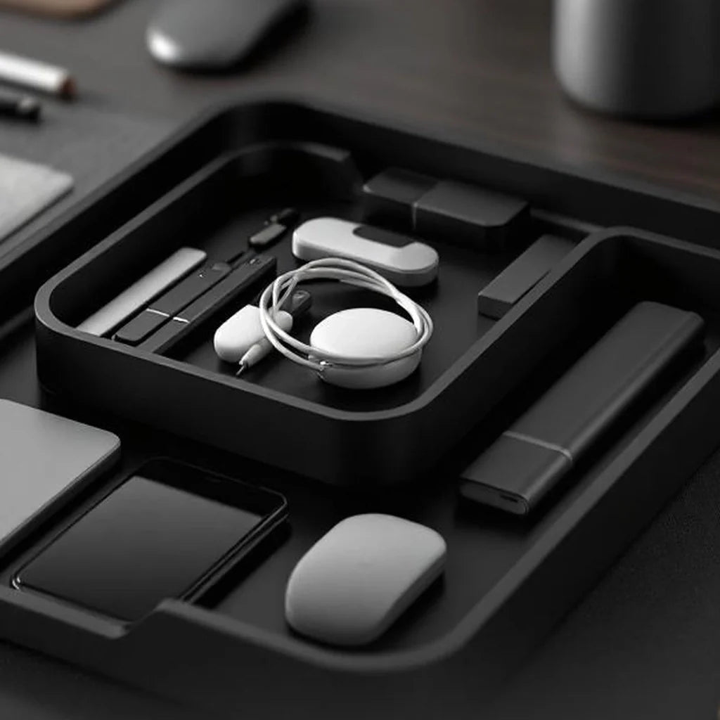 Desk Organizer Tray Set in Matte Black