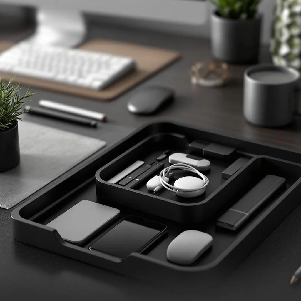 Desk Organizer Tray Set in Matte Black