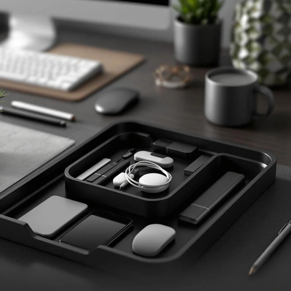 Desk Organizer Tray Set in Matte Black
