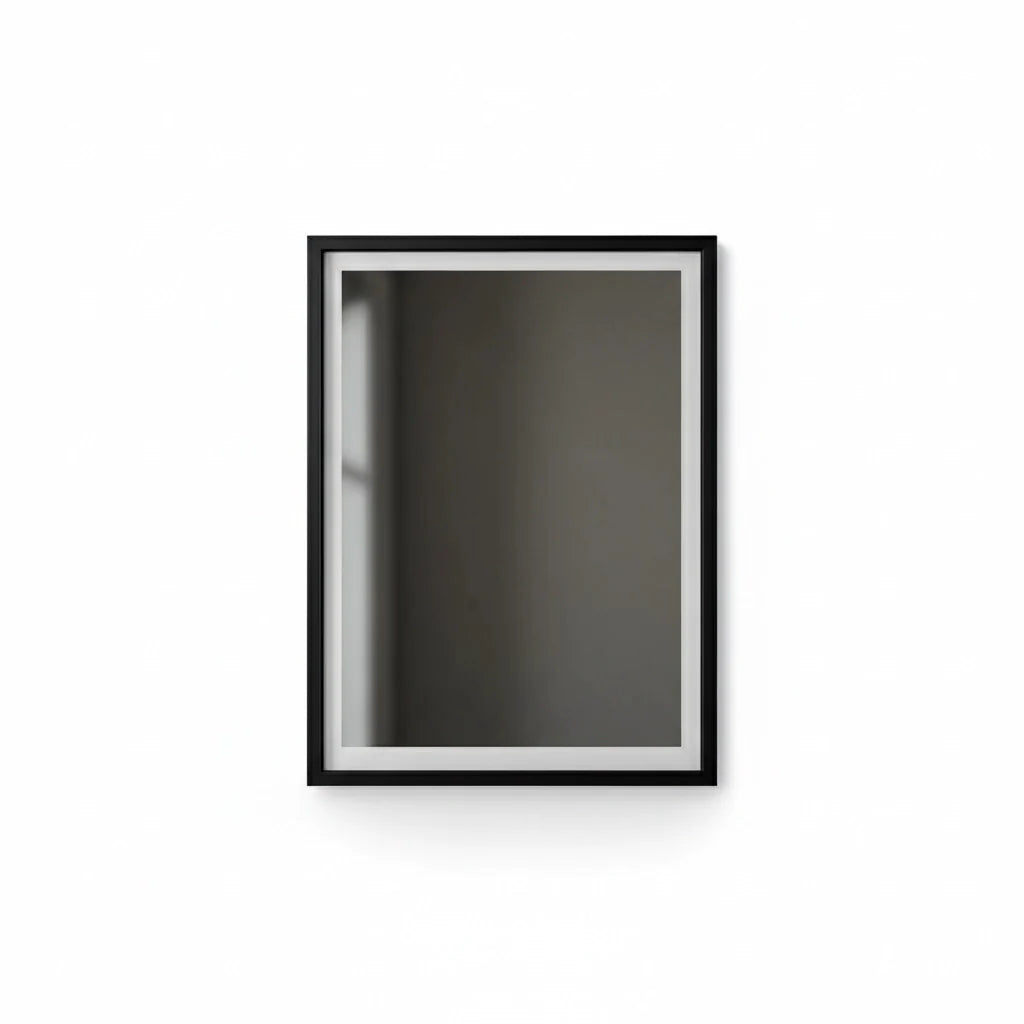 Framed Decorative Mirror in Soft Black
