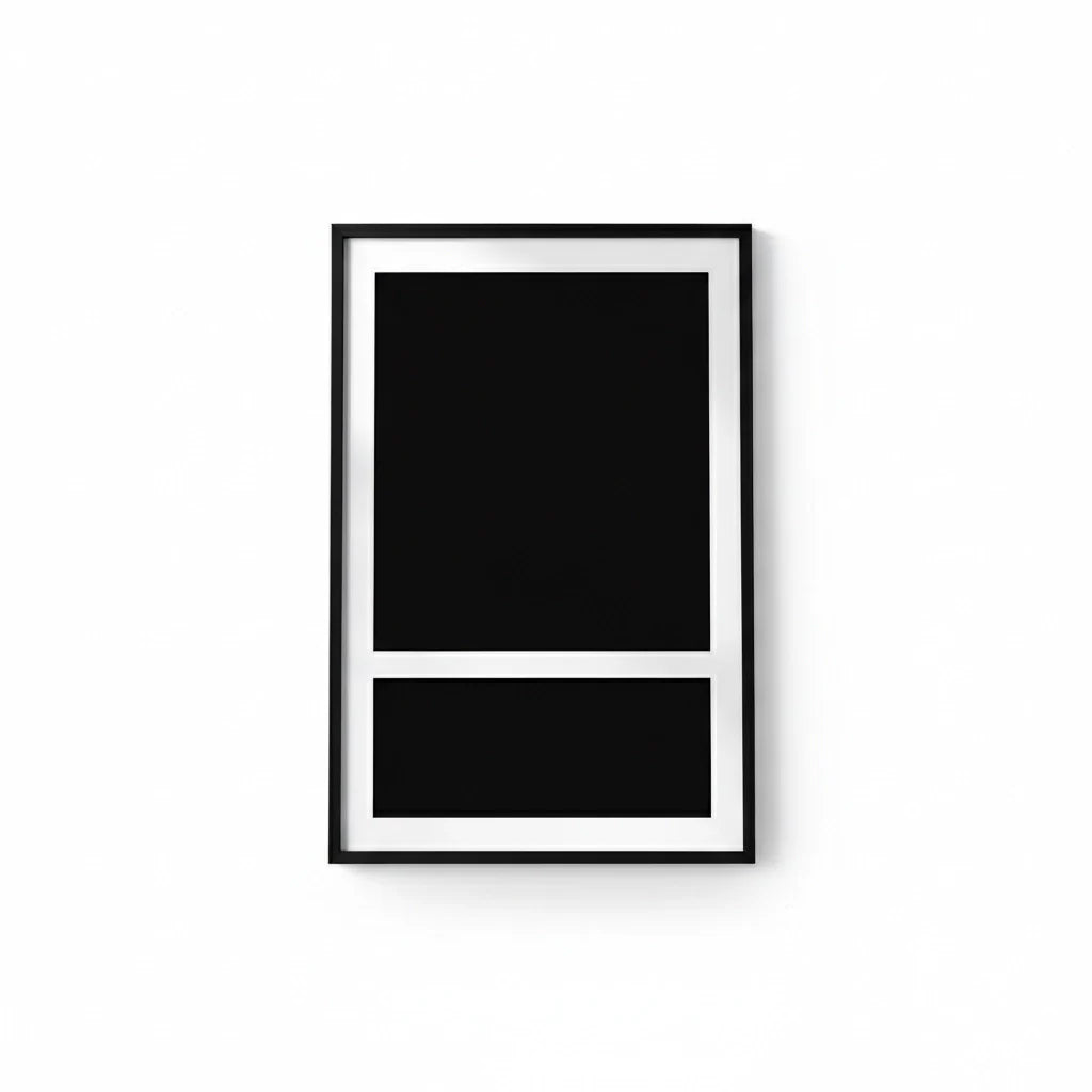 Framed Minimal Line Print in Black and Ivory