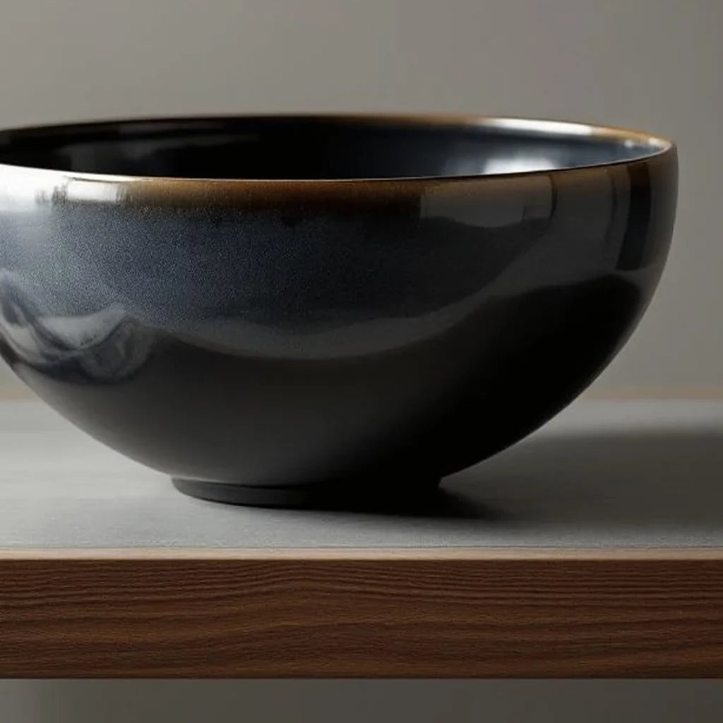 Hand-Finished Stoneware Centerpiece Bowl in Charcoal