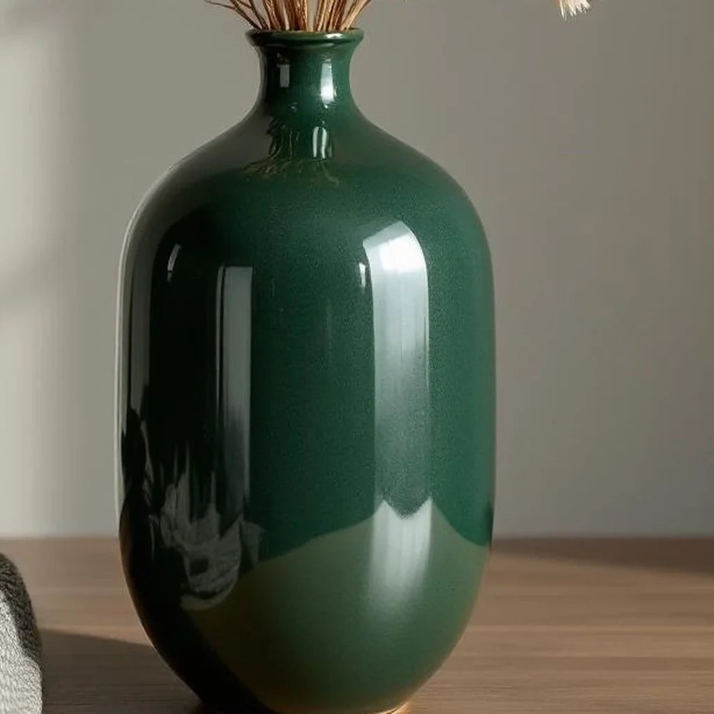 Handmade Style Ceramic Vase in Deep Olive
