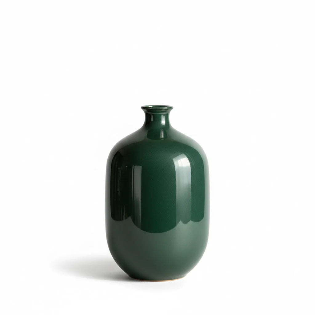 Handmade Style Ceramic Vase in Deep Olive