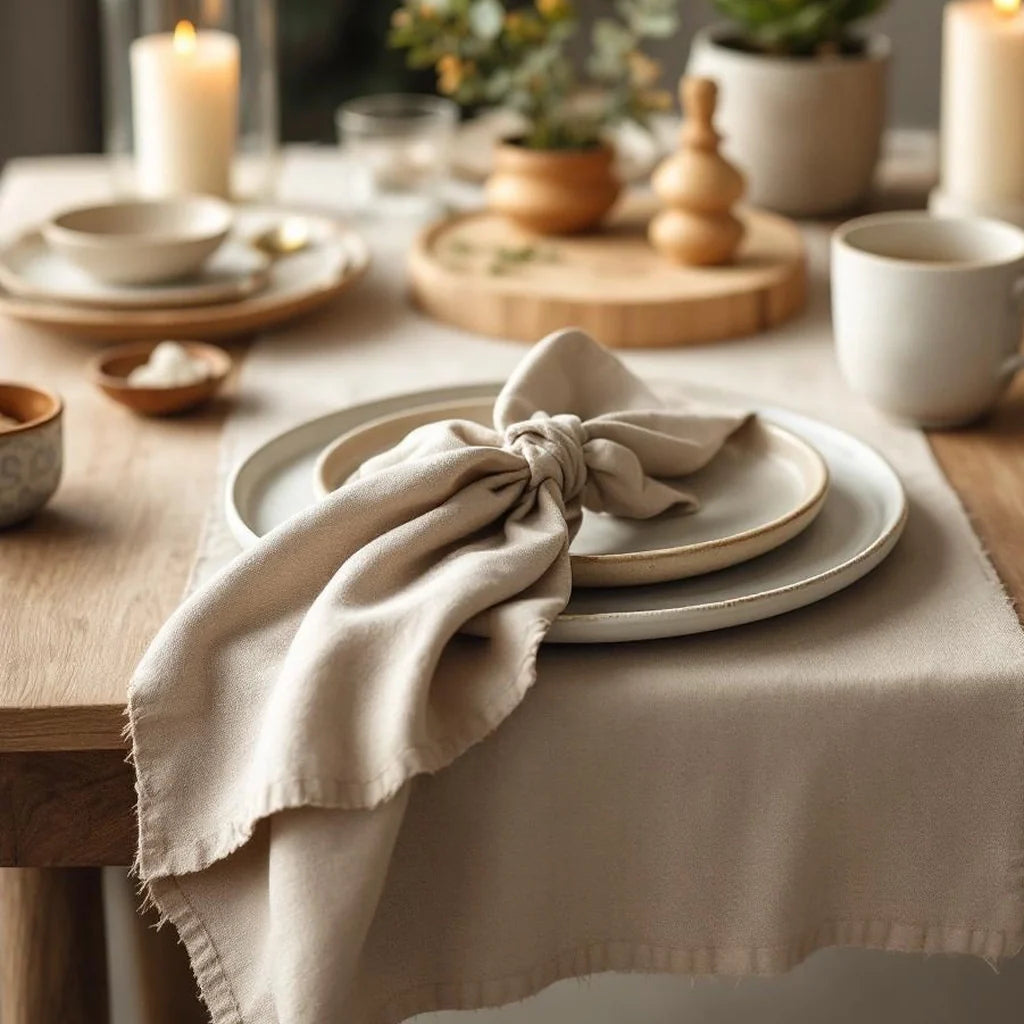Linen Blend Table Runner in Sand