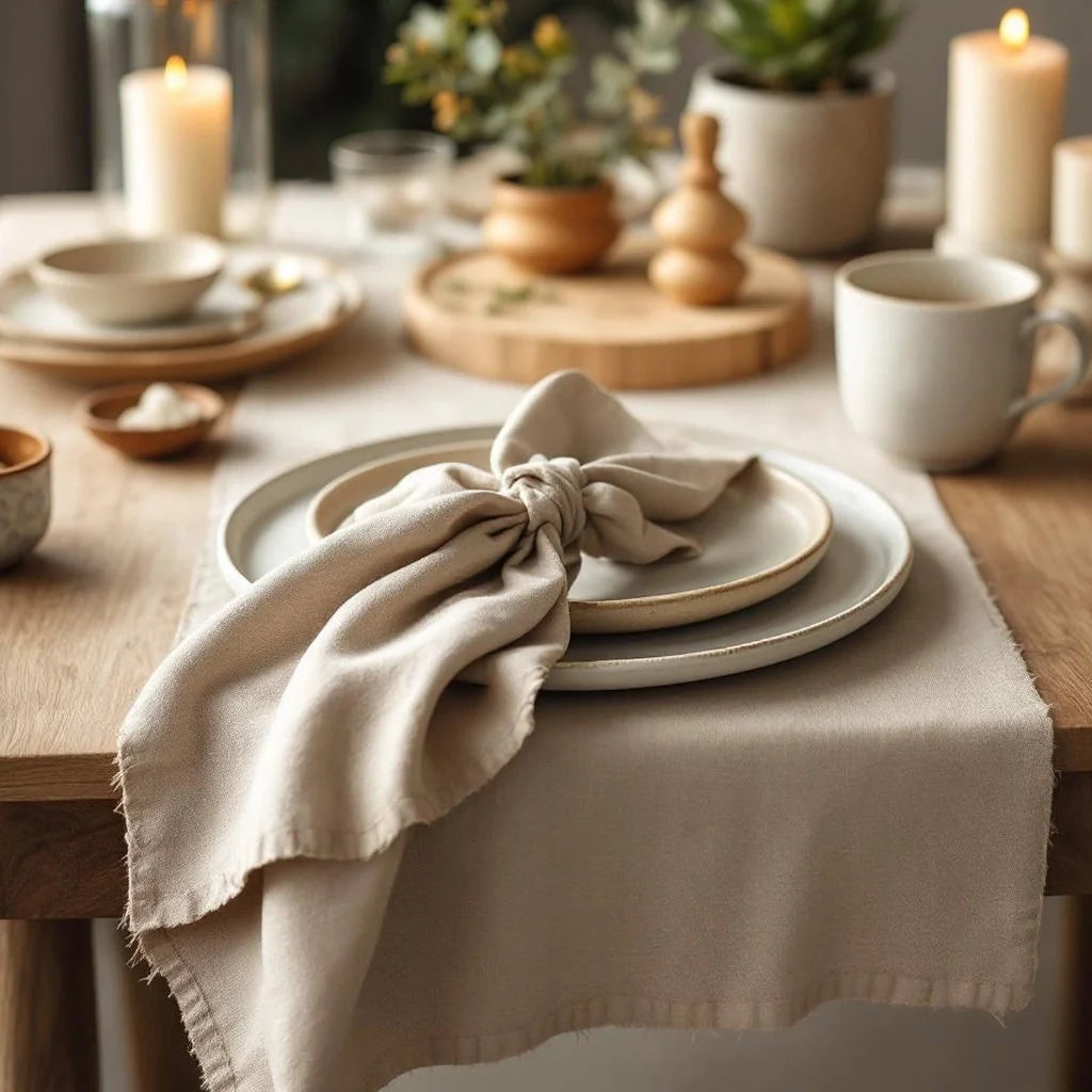 Linen Blend Table Runner in Sand