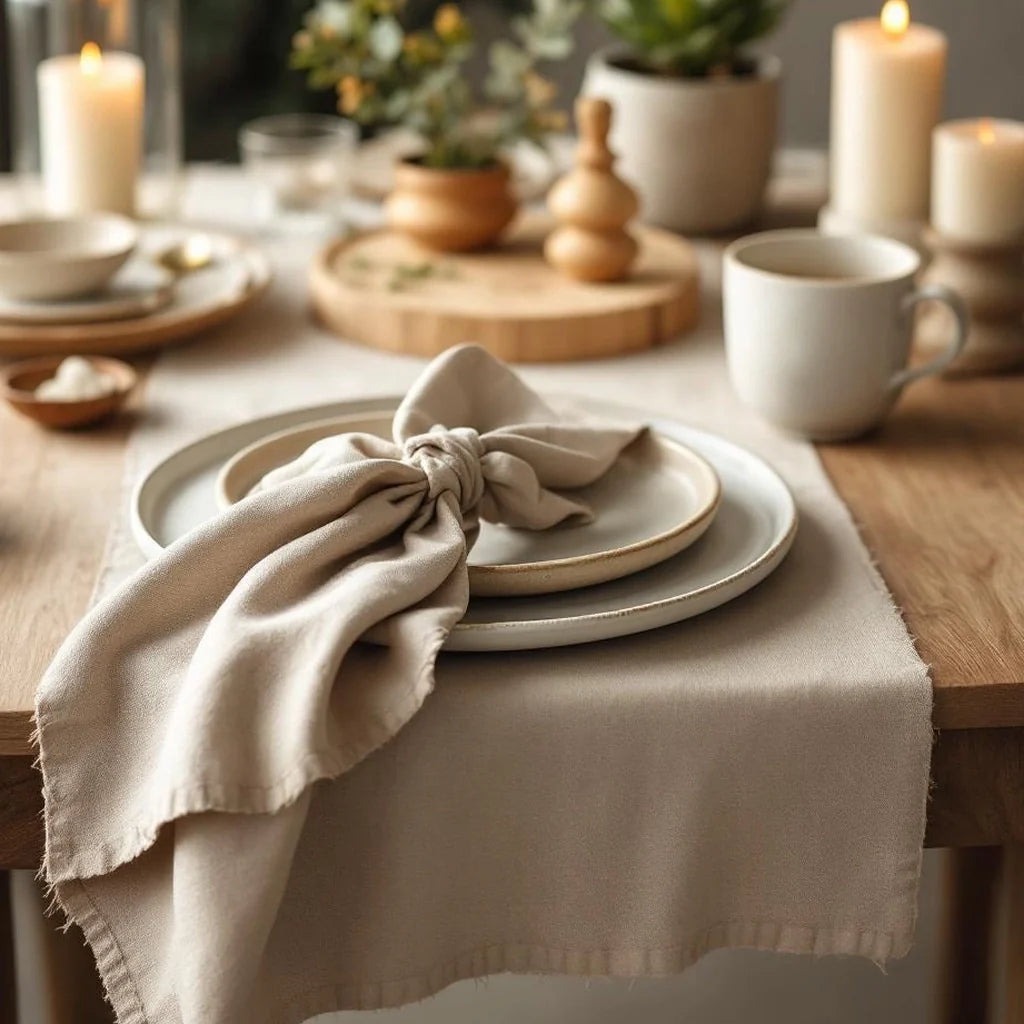 Linen Blend Table Runner in Sand