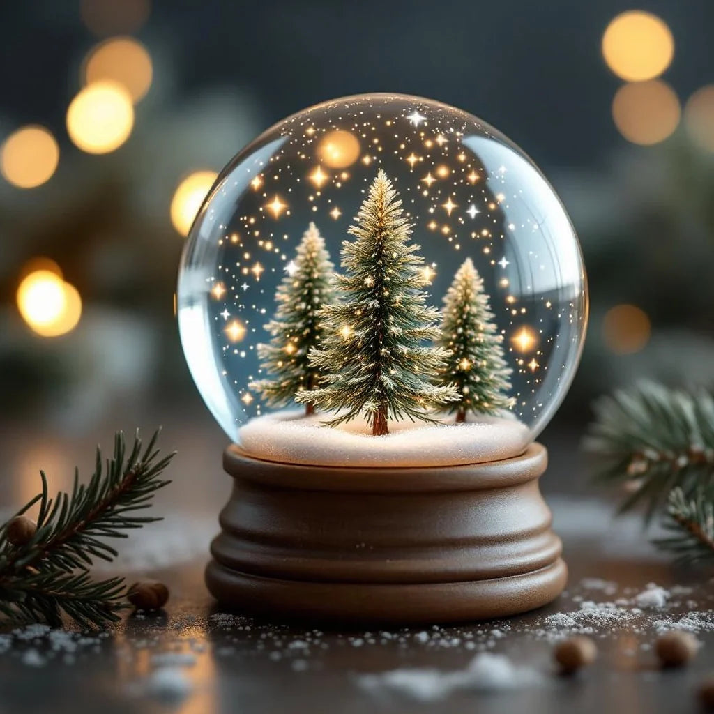 Mini Snow Globe with Frosted Pine Scene