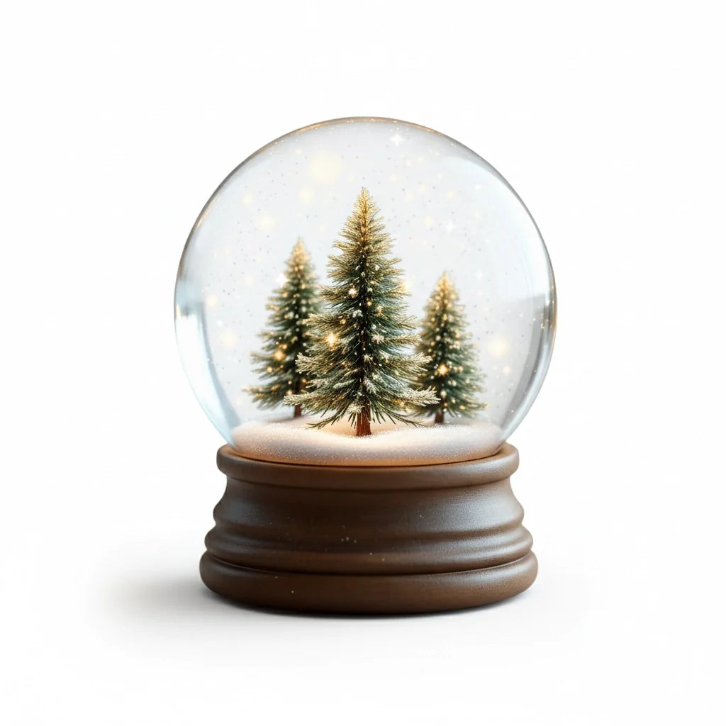 Mini Snow Globe with Frosted Pine Scene