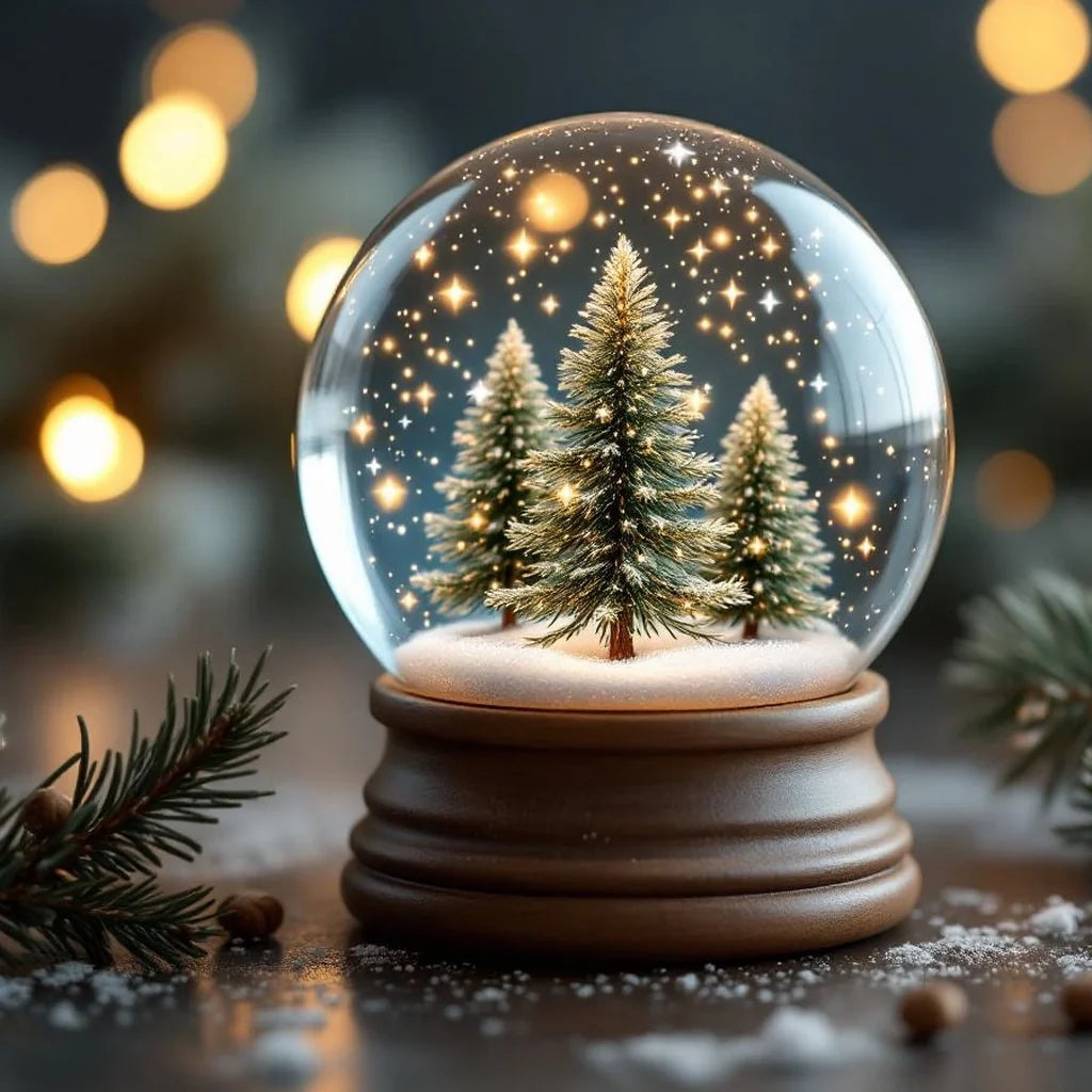 Mini Snow Globe with Frosted Pine Scene