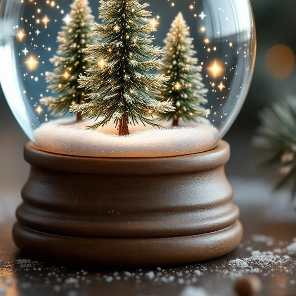 Mini Snow Globe with Frosted Pine Scene