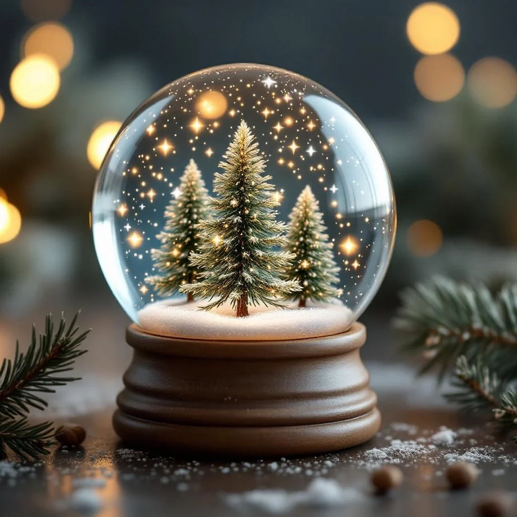 Mini Snow Globe with Frosted Pine Scene