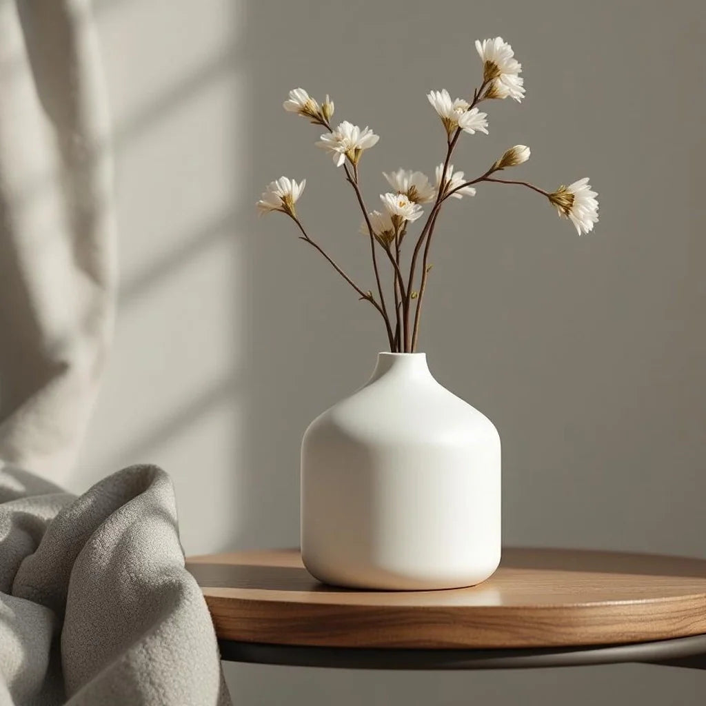 Minimal Ceramic Bud Vase in Chalk White