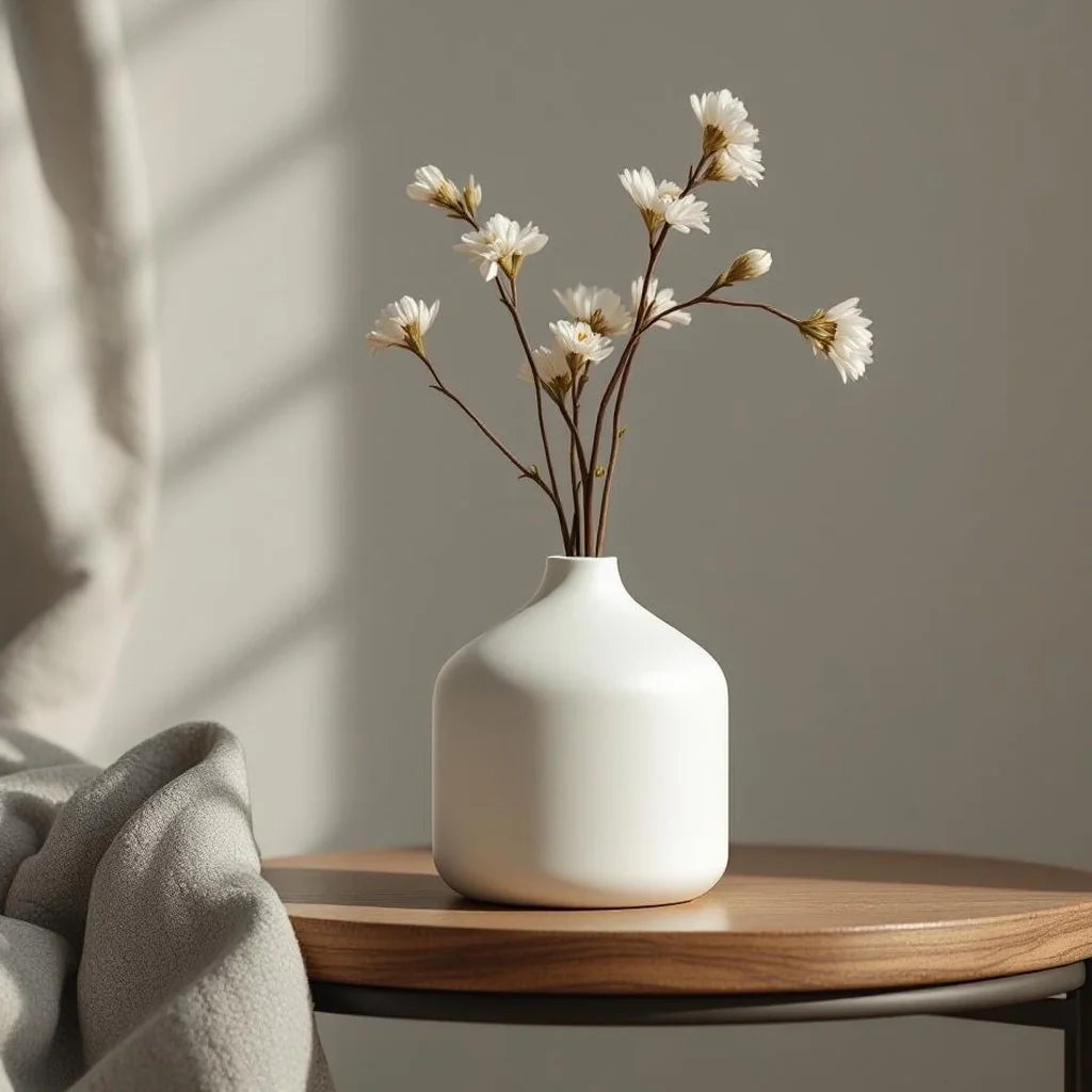 Minimal Ceramic Bud Vase in Chalk White