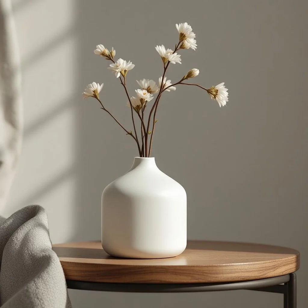 Minimal Ceramic Bud Vase in Chalk White