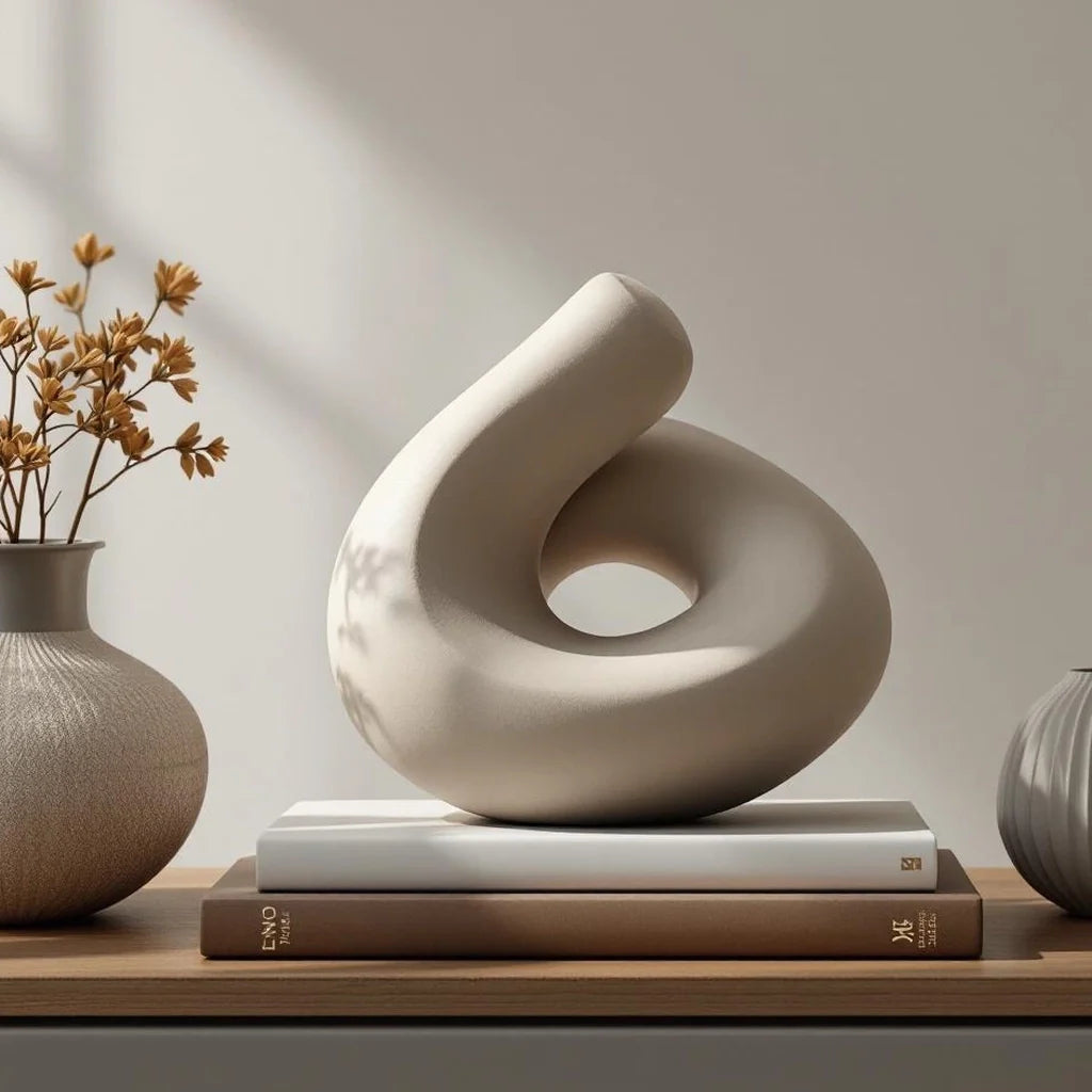 Modern Abstract Figurine in Matte Stone Finish