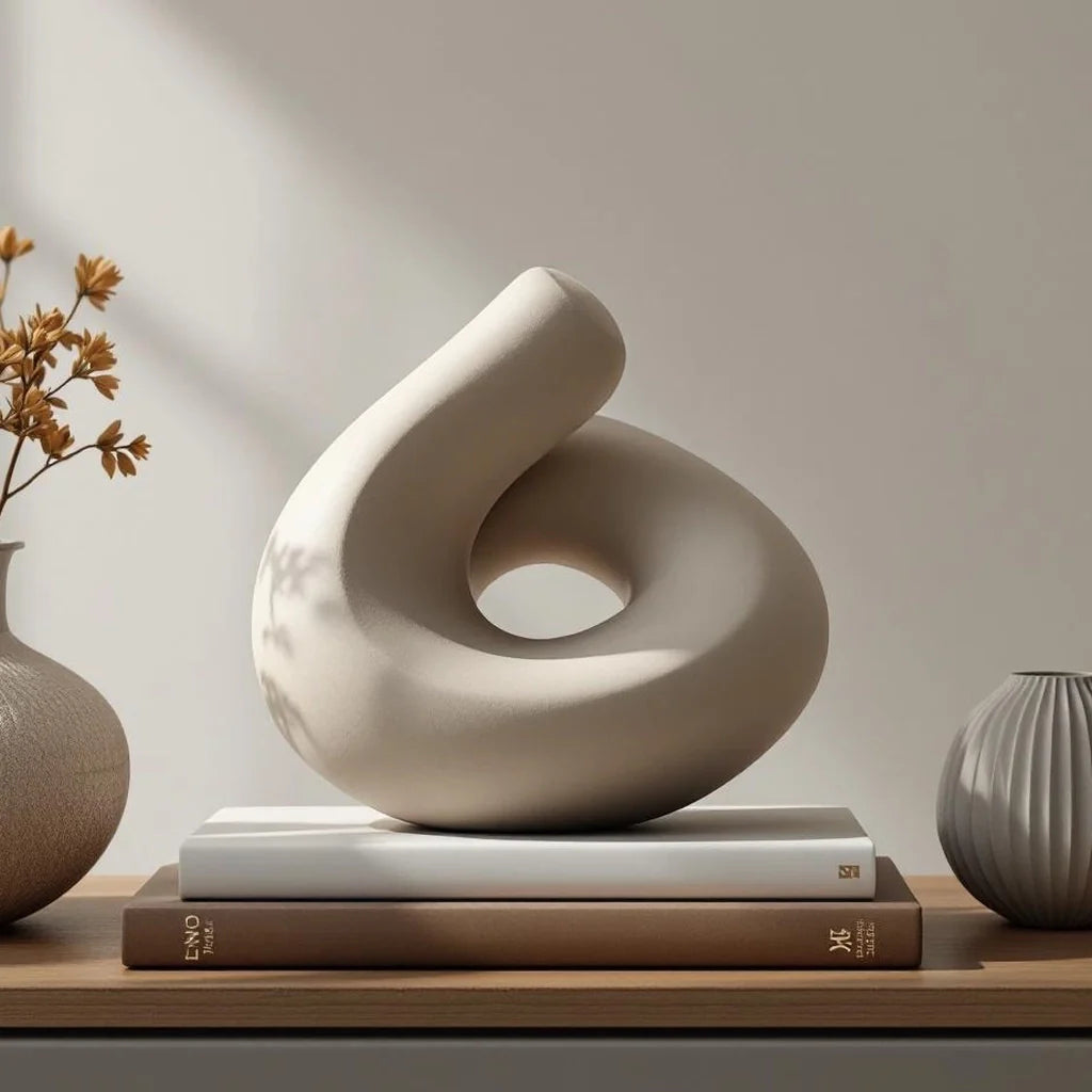 Modern Abstract Figurine in Matte Stone Finish