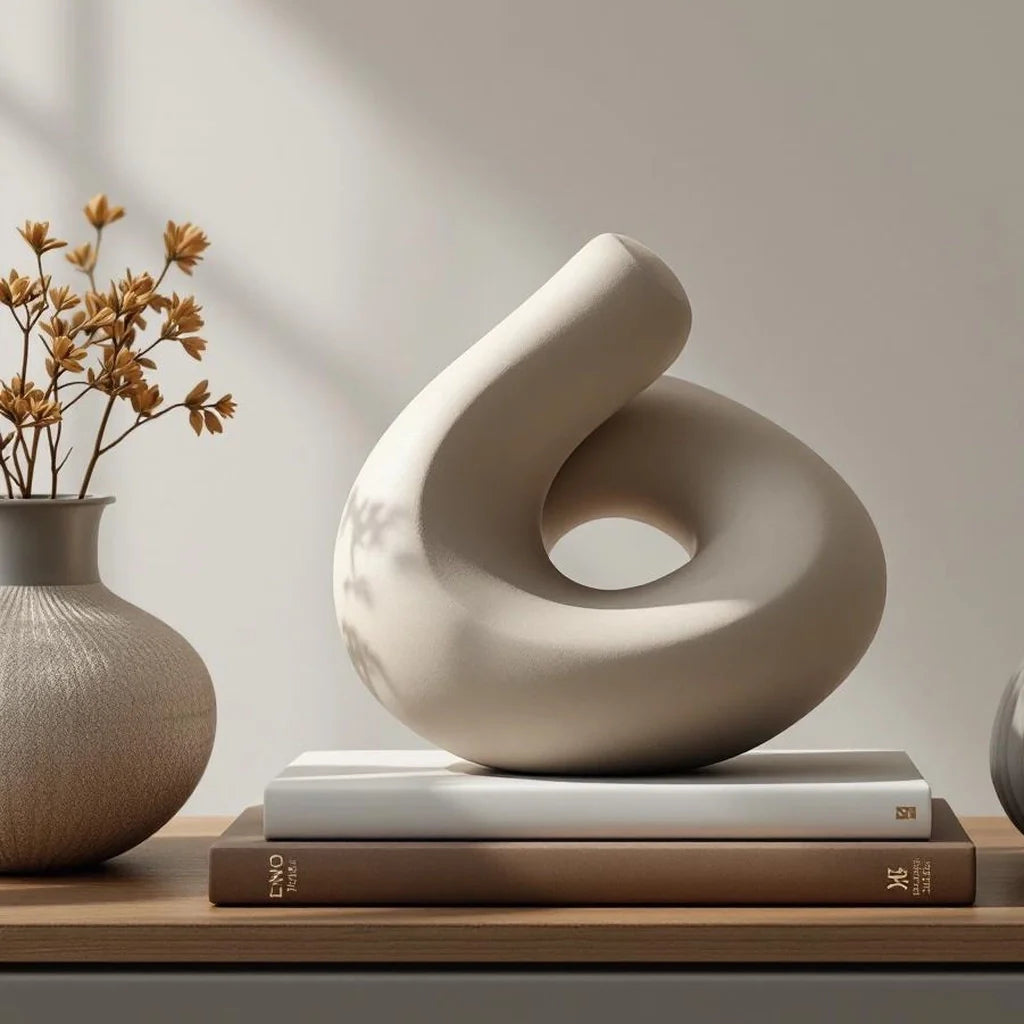 Modern Abstract Figurine in Matte Stone Finish