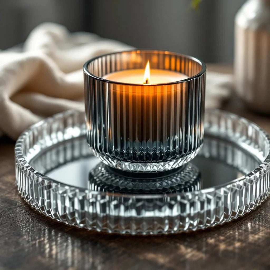 Ribbed Glass Decorative Tray