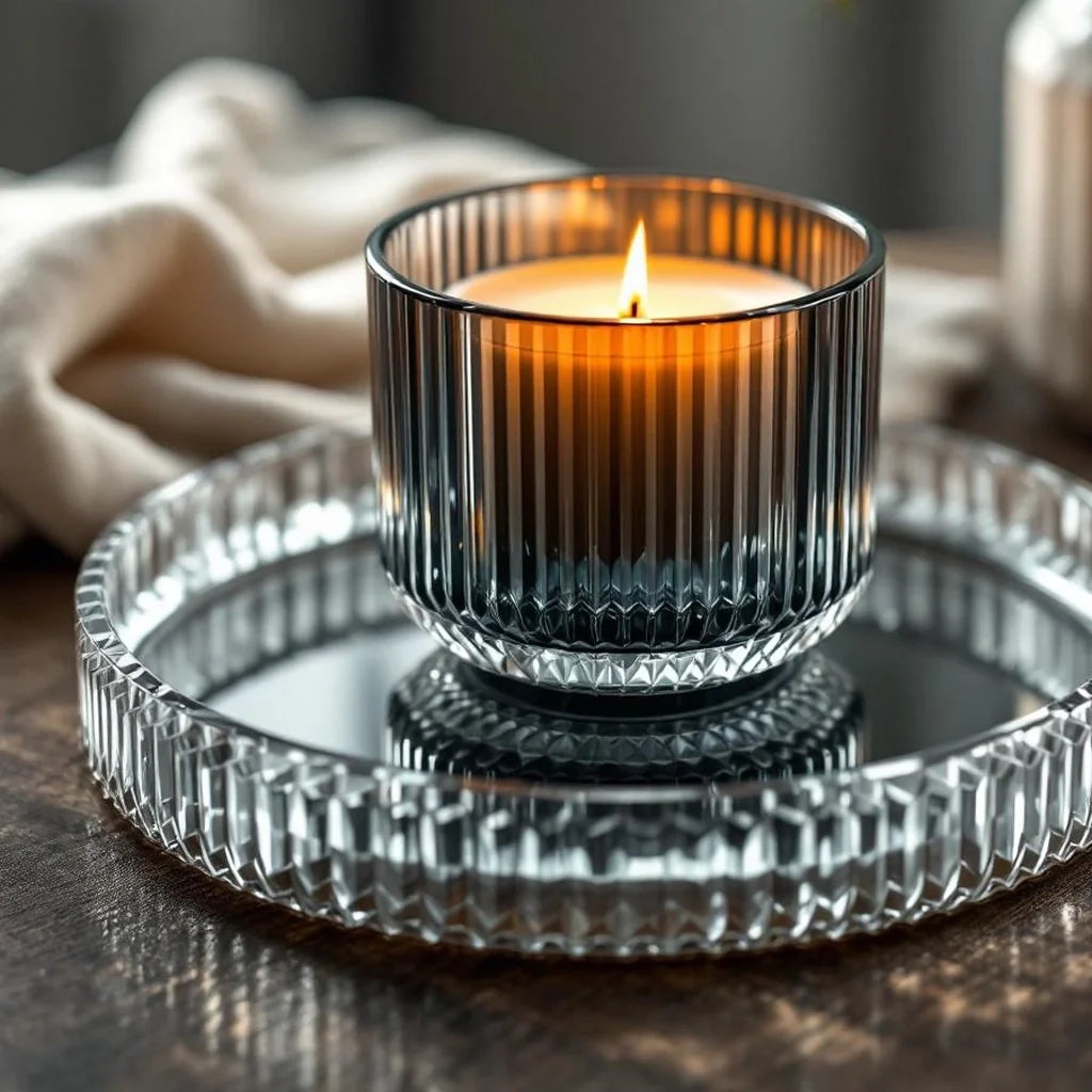 Ribbed Glass Decorative Tray