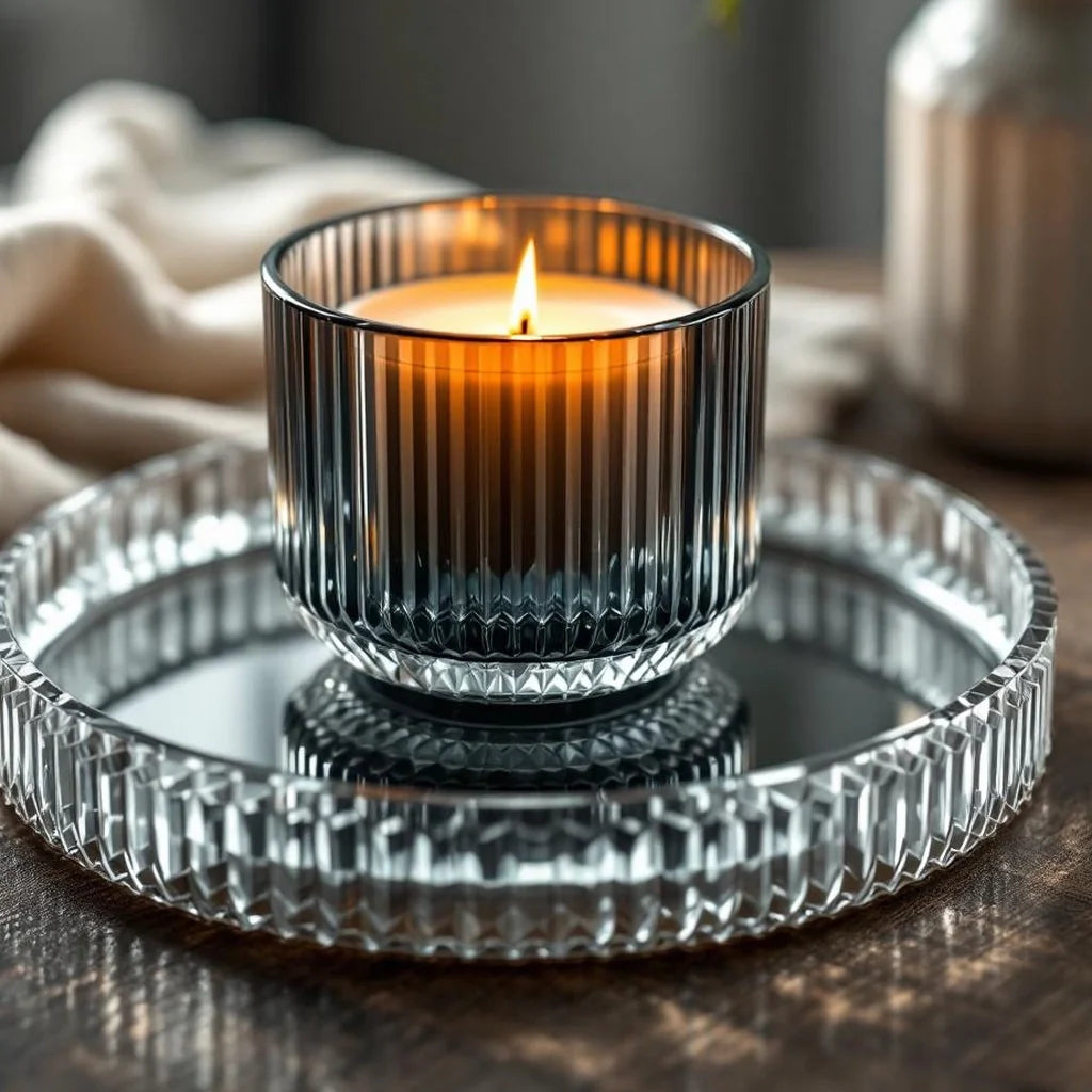 Ribbed Glass Decorative Tray