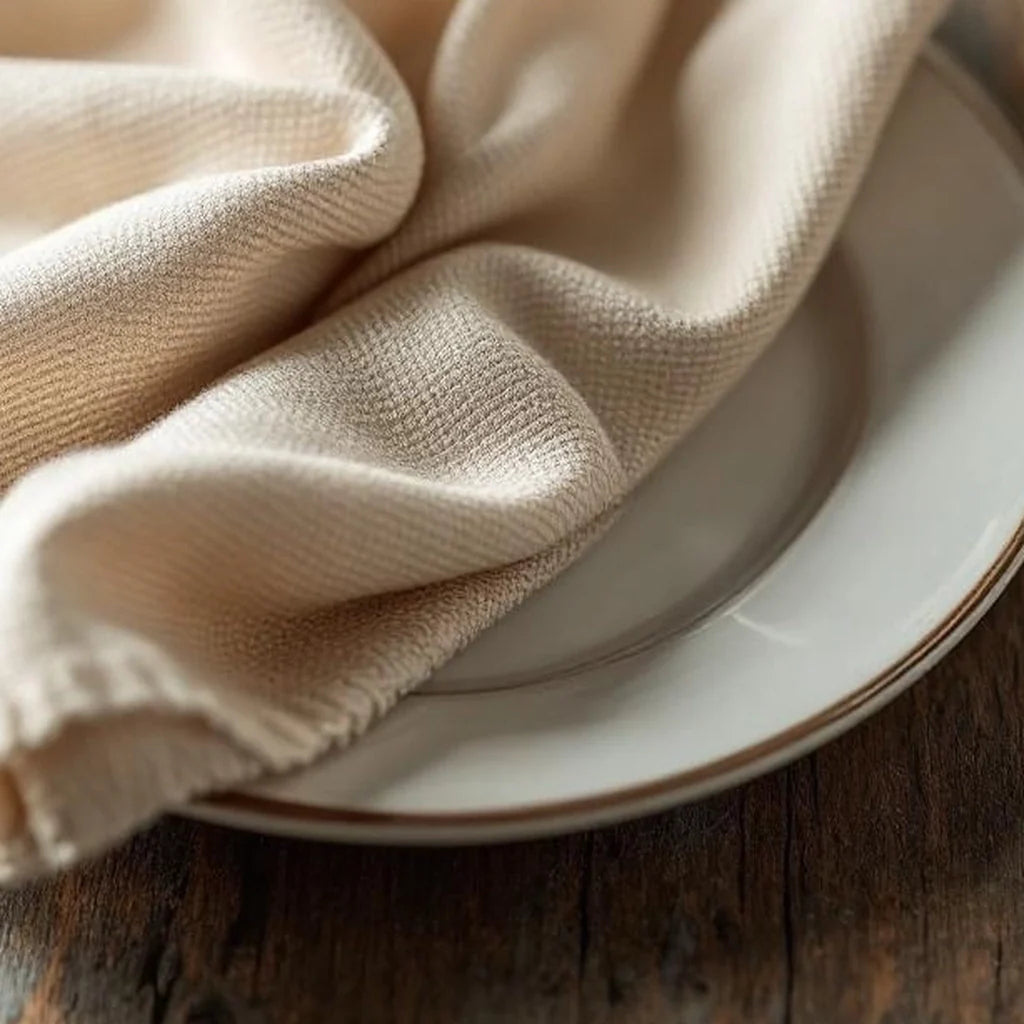 Set of 4 Textured Cotton Cloth Napkins in Oat