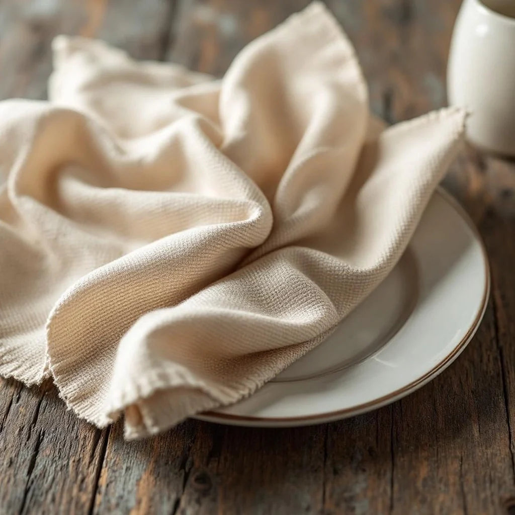 Set of 4 Textured Cotton Cloth Napkins in Oat