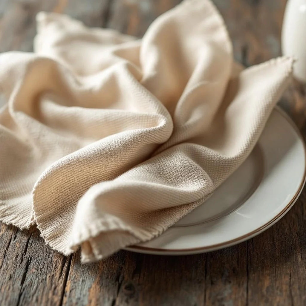 Set of 4 Textured Cotton Cloth Napkins in Oat
