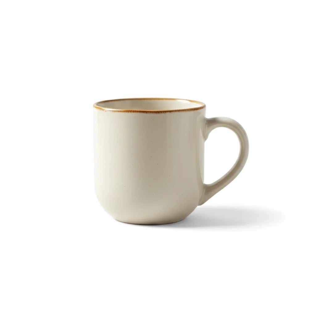 Set of 6 Minimal Stoneware Mugs in Cream