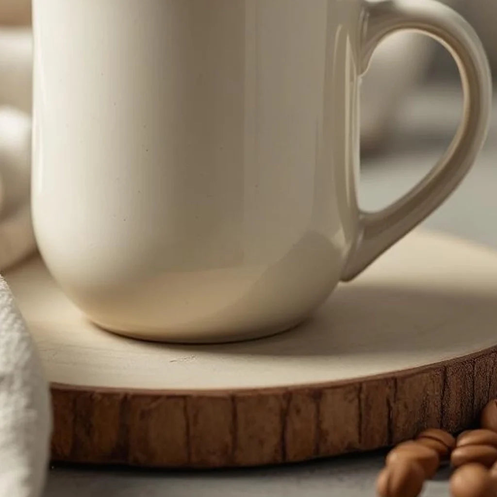 Set of 6 Minimal Stoneware Mugs in Cream