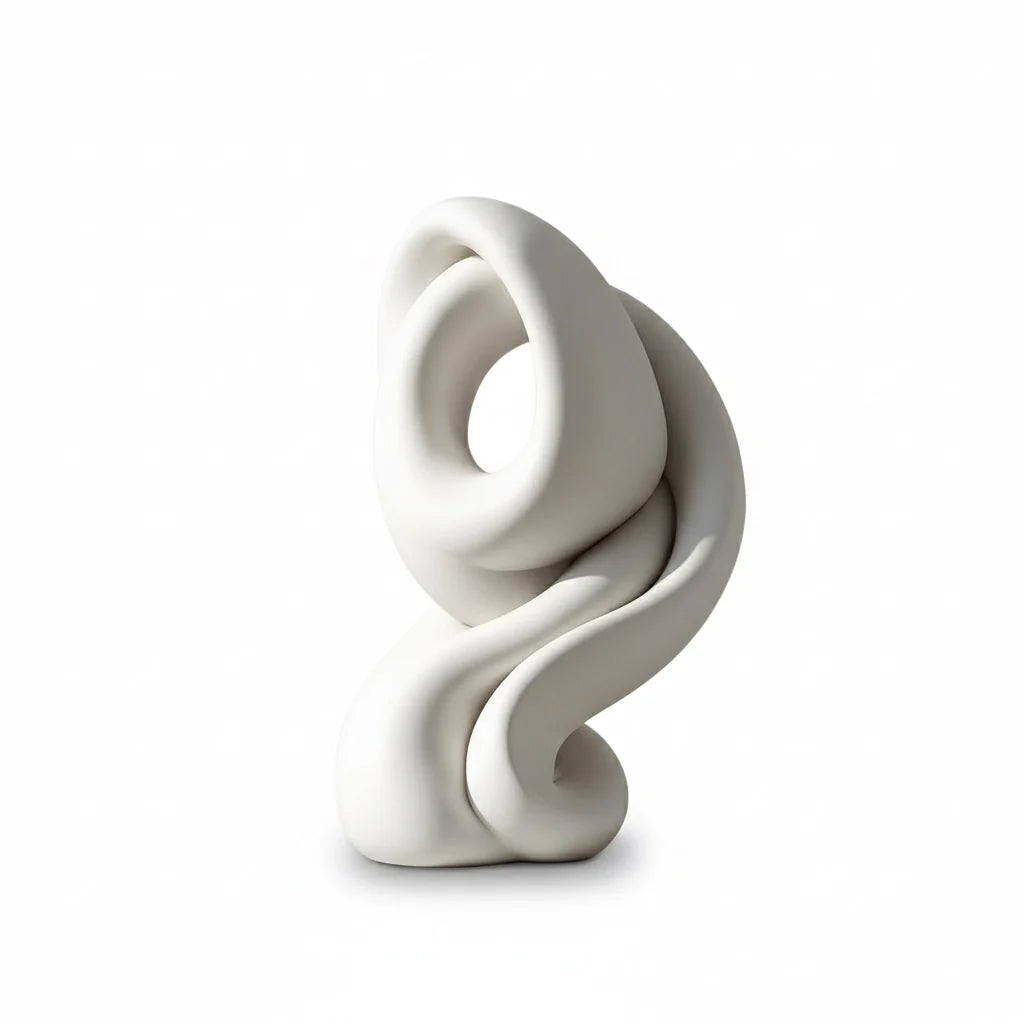 Stone Resin Sculptural Statue in Off-White
