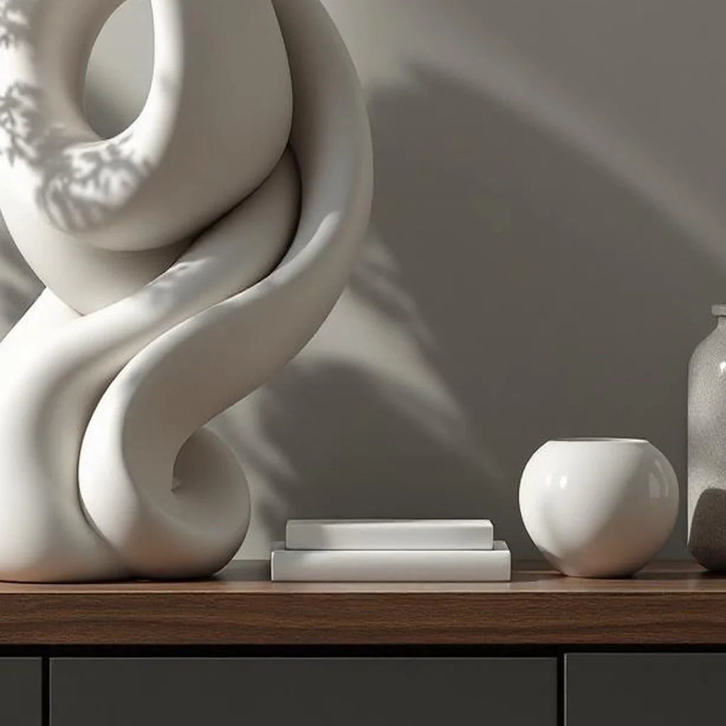 Stone Resin Sculptural Statue in Off-White