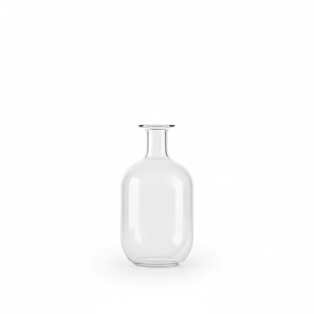 Tall Mouth-Blown Glass Vase in Clear
